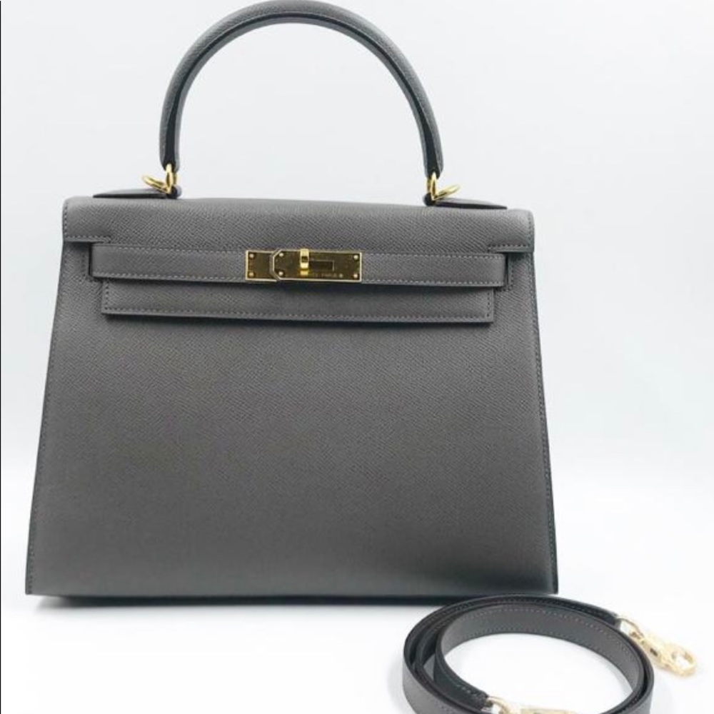 Hermes Kelly sellier epsom in gris etain